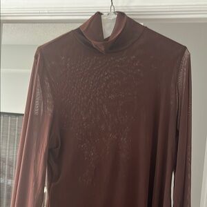 Brown Sheer Long Sleeve Top
